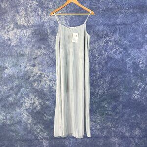 Oak + Fort Pearl Blue Pleated Bodice Slip Dress Sz M